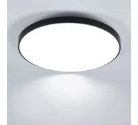 Comely LED Plafonnier Rond 27 cm, IP44 Étanche, 24W 6500K Blanc Froid, Noir, CRI 80, Plafonnier LED Plat pour Salle de Bain, Cuisine, Balcon, Couloir, Chambre