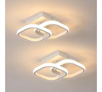 Comely Lot de 2 Plafonniers LED Modernes, 24W 2700LM Petit Plafonnier LED Carré Luminaires Intérieur pour Chambre Salon Allée Couloir Balcon, Lumière Chaude 3000K, Blanc 24cm