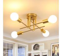 Comely Lustre Plafonnier Vintage E27, 4 Lumières Lampe de Plafond Retro