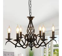 Comely Lustre Salon Moderne, 6 Têtes Noir Suspension Luminaire Vintage E14, Noir Lampe de Plafond Industriel en Métal Pour Cuisine Chambre Salle à Manger, 60CM