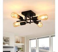 Comely Lustre Sputnik Industriel, 4 Lumières Moderne Luminaire Plafonnier Noir, E27 Lampe de Plafond Vintage en Metal pour Salon, Chambre, Cuisine, Couloir