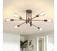Comely Lustre Sputnik Industriel 6 Lumières E27 Plafonnier Vintage en Metal Angle Réglable Lampe Suspension Bronze pour Salon Chambre Cuisine Salle à Manger, 72CM
