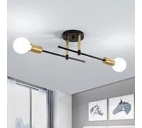 Comely Lustre Sputnik Moderne, 2 Lumières E27 Plafonnier Industriel Vintage, Forme DIY Lampe de Plafond Vintage, Doré Plafonniers en Fer pour Chambre, Cuisine, Salle à manger, Couloir, Entrée