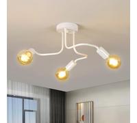 Comely Lustre Vintage, Plafonnier Industriel 3 Lumières, Blanc Plafonniers en Fer pour Chambre, Salon, Cuisine, Forme DIY, E27 Base, Diamètre 42cm (Sans Ampoule)