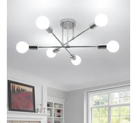 Comely Lustre Vintage, Plafonnier Métal lndustriel 6 Lumières E27, Créatif DIY Chrome Éclairage de Plafond pour Salon Chambre Cuisine Salle à Manger Bar