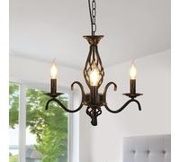 Comely Lustres Vintage à 3 Lumières, Rustique Lampe Suspendue Salle à Manger, Lustre Plafonnier Noir en Métal pour Salon Chambre Cuisine Couloir, E14