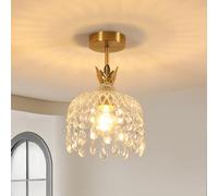 Comely Plafonnier Doré en Cristal, Lustre Couloir Moderne E27, Luminaire Plafonnier Cristal pour Entrée, Chambre, Salle à Manger