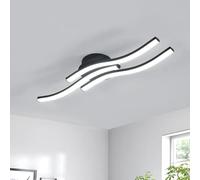 Comely Plafonnier LED, 3 Ondes Design 20W 2050LM Blanc Froid 6500K Lampe de Plafond Moderne, Noir Luminaire Plafonnier pour Salon, Chambre, Cuisine, Couloir, Noir