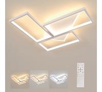 Comely Plafonnier LED 56W Dimmable avec Télécommande 3000-6500K 51x51cm Carré Moderne Lampe Géométrique Blanche pour Salon Chambre Salle à Manger Bureau Couloir