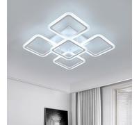 Comely Plafonnier LED, Blanc 61W 7000 LM Blanc 5 Têtes Carré Luminaire Plafonnier LED, Créatif Design Lampe de Plafond pour Salon, Chambre, Salle à Manger, Blanc Froid 6500K