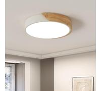 Comely Plafonnier LED Bois 30 W, Moderne Rond Lampe de Plafond Blanc Naturel 4500 K, Luminaire Plafonnier LED Intérieur pour Salon Cuisine Couloir Salle à manger Chambre (Blanc)