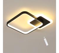 Comely Plafonnier LED Carré 20W, Dimmable avec Télécommande, 33x33cm, Noir Acrylique, Lampe de Plafond Moderne pour Salon Chambre Couloir