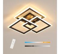 Comely Plafonnier LED carré en acrylique noir à intensité variable 47cm 40W