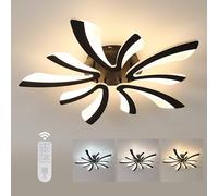 Comely Plafonnier LED Dimmable, 48W 5400LM Lampe de Plafond Avec Télécommande, Moderne Luminaire Plafonnier pour Salon, Chambre à Coucher, 70cm, Dimmable 3000K-6500K, Noir