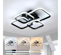 Comely Plafonnier LED Dimmable avec Télécommande, 48W 5400LM Luminaire Plafonnier Suspendu Salon, Éclairage de Plafond LED pour Chambre à Coucher Salle à Manger Bureau, 3000K-6500K