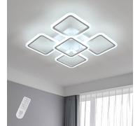 Comely Plafonnier LED Dimmable, Blanc 5 Carré 57W 6400LM Lampe de Plafond LED avec Télécommande 3000K-6500K, Luminaire Plafonnier Moderne pour Salon, Chambre, Salle à Manger