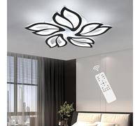 Comely Plafonnier LED Dimmable, Luminaire Plafonnier Salon 45W 6000LM, Noir Lampe de Plafond en Acrylique avec Télécommande pour Salon, Chambre, Salle à Manger, Balcon