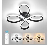 Comely Plafonnier LED Dimmable Moderne, 40W 4500LM 40cm 3000K-6500K, Luminaire Plafonnier Intérieur Forme Fleur avec Télécommande, Noir Lampe de Plafond LED pour Chambre à Coucher, Salon