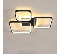 Comely Plafonnier LED Dimmable Moderne, 57cm 45W Noir 3000K-6500K, Carré Luminaire Plafonnier Intérieur avec télécommande, Lampe de Plafond LED pour Chambre à Coucher, Salon