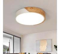 Comely Plafonnier LED en Bois, 30W Luminaire Plafonnier LED Moderne Rond, Blanc Chaud 3000K Lampe de Plafond pour Salon Cuisine Chambre Couloir Couloir