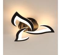 Comely Plafonnier LED, Luminaire Plafonnier 58cm 36W 4000LM, Lustre Salon Moderne, Lampe de Plafond de Pétale pour Salon Chambre Cuisine Salle à Manger, Lumière Blanche Chaude 3000K, Noir