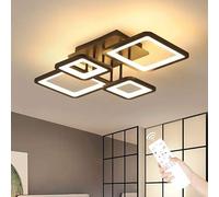 Comely Plafonnier LED Moderne, 54W Luminaire Plafonnier Dimmable avec Télécommande 3000K-6500K, Design Rectangulaire Créatif Lampe de Plafond pour Salon, Chambre, Cuisine (Noir)
