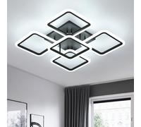 Comely Plafonnier LED Moderne, 61W 7000LM Simple Square 5 Têtes Lampe de Plafond LED, Noir Luminaire Plafonnier LED pour Salon, Chambre, Cafétéria, Blanc Froid 6500K