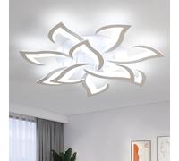 Comely Plafonnier Led Moderne 84W à 10 Têtes, Lustre Salon Blanc en Forme de Fleur, Luminaire Plafonnier Design en Fer et Acrylique, Plafonniere Led 6500K pour Chambre, Salon, Cuisine et Bureau