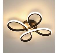 Comely Plafonnier LED Moderne, Lampe de Plafond 28W 3150LM, Luminaire Plafonnier Acrylique en Forme de Fleur pour Couloir, Balcon, Chambre, Salon, Lumière Chaude 3000K, Noir