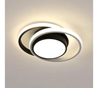 Comely Plafonnier LED, Rond Lampe de Plafond 32W 3600LM, Moderne Luminaire Plafonnier pour Couloir Coucher Salle de Bains Cuisine Salon, Lumière Naturelle 4500K, Longueur 28cm, Noir+Blanc