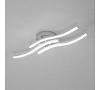 Comely Plafonnier Moderne, Argenté Elégant 3 Forme de Vague Luminaire Plafonnier Blanc Froid 6500k, Lampe LED Plafond pour Salon, Chambre à Coucher, Cuisine et Salle à Manger
