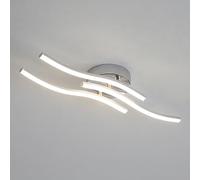 Comely Plafonnier Moderne, Argenté Elégant 3 Forme de Vague Luminaire Plafonnier Blanc Froid 6500k, Lampe LED Plafond pour Salon, Chambre à Coucher, Cuisine et Salle à Manger