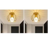Comely Plafonnier Vintage, E27 Lampe de Plafond Suspendue Rétro en Métal, Luminaire Plafonnier Industriel Or pour Couloir, Chambre, Cuisine, Café Bar (Ampoule non Incluse) (Lot de 2)