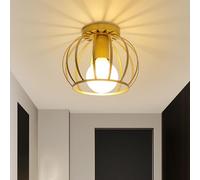 Comely Plafonnier Vintage, E27 Lampe de Plafond Suspendue Rétro en Métal, Luminaire Plafonnier Industriel Or pour Couloir, Chambre, Cuisine, Café Bar (Ampoule non Incluse)