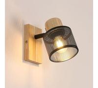 Comely Vintage Applique Murale Intérieure en fer et bois, E27 Industrial Lampe Murale, Eclairage Mural pour Chambre à Coucher, Salon, Couloir, Noir (Ampoule non Incluse)