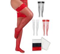 comeondear Bas Autofixants Femme Grande Taille Résille Multicolore,3XL-5XL