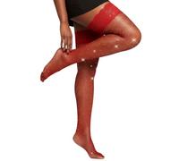 comeondear Bas Resille pour Porte-Jarretelles Femme Sexy L XXL Grande Taille 40-120KG Bas Autofixants Antidérapant Silicone Dentelle Hauts de Cuisse Chaussettes en Boîte pour Lingerie(Rouge,L-XXL)