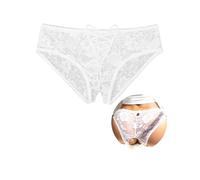 comeondear Blanc Tanga Femme Sexy Chic Hot Dentelle String Sexy de Pute String Ouvert Érotique Grande Taille Lingerie Culotte Fendue sous-vêtements Féminin Shorty Slip Stretch Underwear 1-blanc,XL-XXL