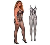 comeondear Bodystocking Ouvert Entrejambe Grande Taille Noir B,XS-M