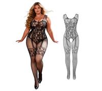 comeondear Bodystocking Ouvert Entrejambe Grande Taille Noir,L-XXL