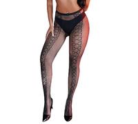 comeondear Collants Résille Noir Bas Grande Taille Femme Sexy Taille Haute Élastique Hauts de Cuisse Lingerie Bas Nylon Filets Cosplay Noir,L-XXL