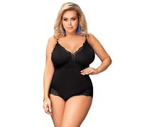 comeondear Grande Taille Body Sexy Femme Été Bodysuit Modal Sans Manche Dentelle Lingerie Col V Body String Curvy Ouvert Bouton-Pression Top Élegant Leotard Teddy Bodycon Moulant Nuisette Noir,XXL