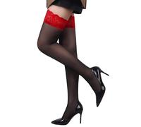 comeondear Sexy Bas Autofixants Femmes Dentelle Transparent Noir B,L-XXL