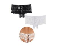 comeondear String Femme Sexy Chic Hot Ouvert Tanga Dentelle Transparent Culotte Sexy Grande Taille sous-Vêtements Feminins Slip Bresilien Taille Basse Underwear Lot de 2 en Boîte Multicolore,3XL-4XL