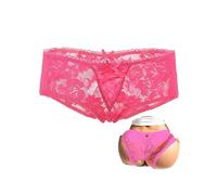 comeondear String Ouvert Femme Sexy Érotique sous-Vêtements Grande Taille Tanga Chic Hot Sexy Dentelle Dentelle Lingerie Culotte Fendue Slip Bresilien Shorty Slip Stretch Underwear 1-Rose,3XL-4XL