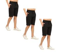 Comeor Bermuda Homme Coton - Short Homme Été Taille Élastique avec Cordon Ajustable et Poches, Short Sport Homme Léger, Bermuda Jogging Homme Décontracté pour Maison, Vacances (Lot de 3 Noir L)