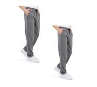Comeor Pantalon de Jogging Pantalon de Survêtement en Coton pour Homme - Pantalon de Sport Long pour Homme - Joggers (Lot de 2 Gris Foncé 3XL)