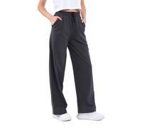 COMEOR Pantalon de jogging pour femme - Pantalon de sport long en coton - Pantalon de survêtement ample avec taille élastique et jambe droite, gris foncé, XXL