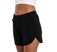 Comeor Short Ample en Coton pour Femme - Short d'été décontracté avec Poches pour entraînement, Jogging, Gym, Course à Pied, Yoga, Sport, Noir, L