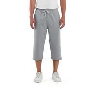 COMEOR Short capri 3/4 en coton pour homme avec poches - Short d'été décontracté coupe ample pour l'entraînement, le jogging, l'athlétisme, la gym, la course à pied, gris, S
